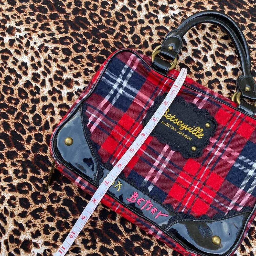 Betsey Johnson y2k plaid makeup bag - Picture 6 of 8